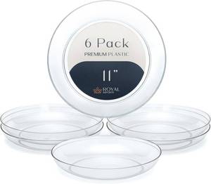 lot 431427 image: Royal Imports Clear Plant Saucer, Floral Plastic Plates Plant Tray 11 6pk  Plant Saucers for Indoors Heavy-duty Acrylic for Wedding Centerpieces, Floral Arrangements, Buffet Display & Holiday D cor