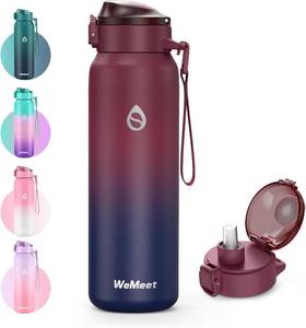 lot 431432 image: WEMEET 32oz Water Bottle with Removable Straw and Spout Lid Two Ways to Drink, 1810 Stainless Steel Insulated Water Bottle, BPA-Free, Leak Proof, Double wall, for Sports, Gym
