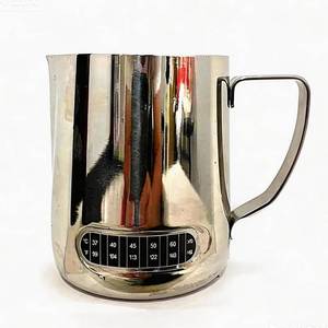 lot 431434 image: Milk Frothing Pitchers 21 oz (600 ml) with Integrated Thermometer,Latte Art Jug Stainless Steel Creamer Temperature Espresso Steaming Pitchers