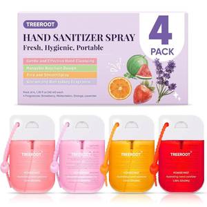 lot 431439 image: 4 Pack Hand Sanitizer Spray, Alcohol-Free Hydrating travel hand sanitizer  Pocket Hand Sanitizer with Keychain Hook Moisturizing Hand Washcloths Sprayer for Women Travel Essentials, Multi-Scent Combo