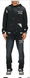 lot 191435 image: Rockstar Art Dist. Black Hoodie Slim Fit Track Set (Small)