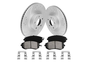 lot 251060 image: Retails for $105 Front Brake Pads And Rotors Kit Compatible With 2005-2012 Subaru Outback, 2009-2010 Forester, Automotive Replacement Brake Kits 31407 D929-7830 Geomet Drilled And Slotted Rotors 293.4mm(11.6in)