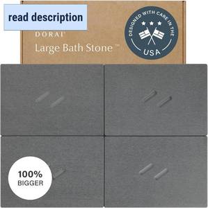 lot 131410 image: Retails for $155 Dorai Home Stone Bath Mat for Bathroom  Quick-Drying Diatomaceous Earth Shower Mat, Non-Slip Natural Stone Modern Bathroom Rugs, Customizable Design  Slate, Large - 32.1 x 22.8 x 0.6