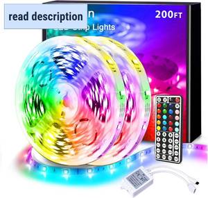 lot 231594 image: dalattin LED Strip Lights 200ft Lights Strip for Bedroom, Desk, Indoor Room Bedroom Brithday Gifts Decor with 44 Keys Remote and 24V Power Supply Color Changing Lights,2 Rolls of 100ft