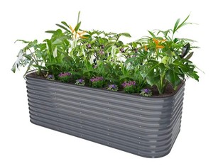 lot 142199 image: Retails for $339 32 Tall 4x8 Waist-high Metal Raised Garden Bed (10 in 1) Upgrade 2.0