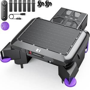 lot 152113 image: Retails for $260 Solar-Powered Robotic Pool Surface Skimmer Cleaner with 247 Continuous Cleaning and Re-Engineered Twin Salt Tolerant Motors, Dual Charging,Smart Obstacle Avoidance, 150-um Filtration