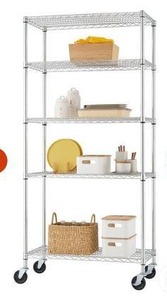 lot 16205 image: Trinity 5 Tier NSF Commercial Wire Shelving Rack With Wheels