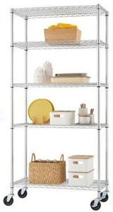 lot 16207 image: Trinity 5 Tier NSF Commercial Wire Shelving Rack With Wheels, Chrome