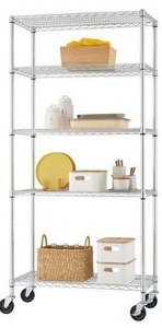 lot 16212 image: Trinity 5 Tier NSF Commercial Wire Shelving Rack With Wheels, Chrome