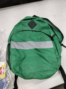 lot 61816 image: Green Backpack with Miscellaneous School Supplies