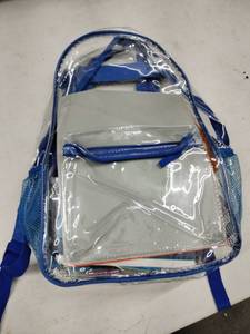 lot 61832 image: Clear PVC Backpack with School Supplies
