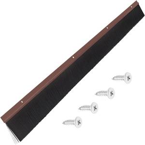 lot 61906 image: 4 Packs Retsun Garage Door Brush Seal �� 39 x 2.5 Extra Thick Brown Door Sweep for Large Gaps up to 2 12, Heavy Duty Weather Stripping for Roll-Up, Barn & Exterior Doors, 13.12 FT Total