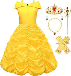 lot 61793 image: Avady Princess Dress for Girls Halloween Cosplay Costumes Birthday Party Dress Up Clothes Yellow B08R1VYSX5
