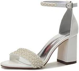 lot 61844 image: Bamboo Rhinestone Block Heel Ankle Strap Sandals