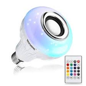 lot 61873 image: Texsens LED Light Bulb Bluetooth Speaker, 6W E26 RGB Changing Lamp Wireless Stereo Audio with 24 Keys Remote Control