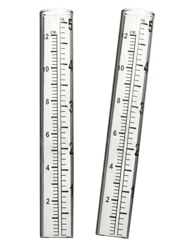 lot 72542 image: 5 Capacity Rain Gauge Glass Replacement Tube for Yard Garden Outdoor (Set of 2) - Retail $7