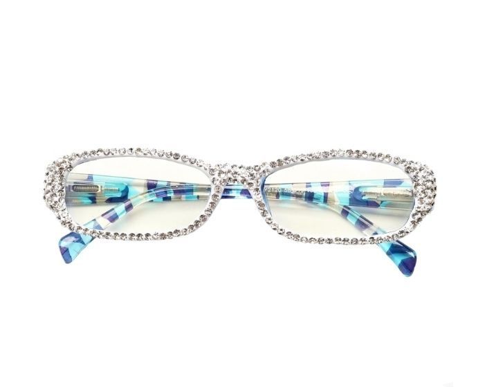 lot 17044 image: Bling Rhinestone Reading Glasses Fashion Ladies Readers Spring Hinge With Pattern Print Eyeglasses - Retail $30