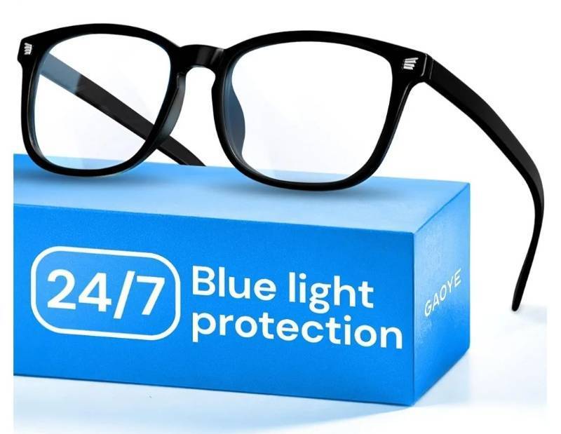 lot 17133 image: Black Blue Light Glasses for Computer & Gaming - Anti UV Ray Lenses, Scratch-Resistant & Comfort Fit - Retail $14