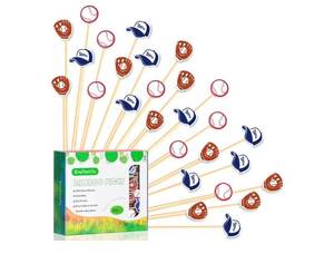 lot 38068 image: Baseball Cocktail Picks 5 Baseball End Decorative Toothpick Skewers Sticks for Appetizers Sandwich Food, Baseball Champions League Sports Catered Event Birthday Decorations Themed Party Supplies - Retail $9