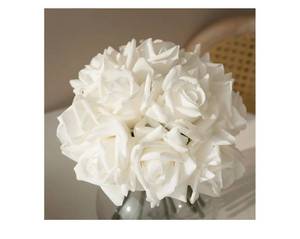 lot 38074 image: Artificial Roses Single Stem 10pcs Fake Silk Flower Arrangement Bouquet for Home Party Wedding Decoration(White) - Retail $23