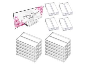 lot 38088 image: 10 Pieces Acrylic Place Card Holders Clear Place Acrylic Stands Name Card Wedding Sign Display for Table Numbers Wedding Photos Office Menu Meeting(Middle) - Retail $10