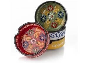 lot 38094 image: Ceramic Ashtray, Hand-Painted Smokeless Ashtray Indoor, Handmade Cigar Ashtray Set of 4, Multicolor Smokeless Ashtray, Decorative Outdoor Ashtray (Sultan Garden) - Retail $12