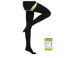 lot 38101 image: 20-30 mmHg Compression Stocks Women & Men Thigh High Closed Toe Stockings for Varicose Veins, Edema, Flight - Retail $21