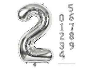 lot 38105 image: Silver Number Balloons, 40 inch Large Number 2 Foil Helium Balloons for Girls Women, Self Inflating Number Balloons 0-9 for Men Boys 2nd 12th 30th Birthday Anniversary Party Celebration Decoration - Retail $5