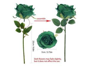 lot 38133 image: Felice Arts 12 Pack Green Roses Artificial Flowers with Stems Silk Roses for Vase Fake Flowers Bouquet for St Patricks Day Wedding Table Home Kitchen Party DIY Christmas Decor - Retail $14