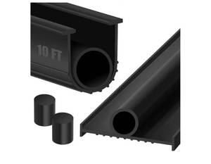 lot 38137 image: Garage Door Bottom Rubber Seals 10 FT Garage Door Weather Stripping Kit Seal Strip Replacement with 14 T Ends & 2 End Plugs, Universal UO Ring Weatherproof Rubber Bottom Seal, Black - Retail $20