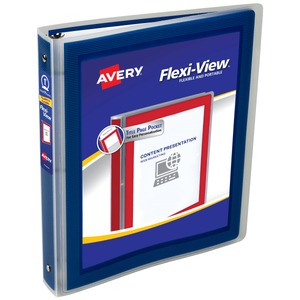 lot 38142 image: Avery Flexi-View Binder  1  Round Rings  175-Sheet Capacity  Navy Blue (17685) - Retail $9