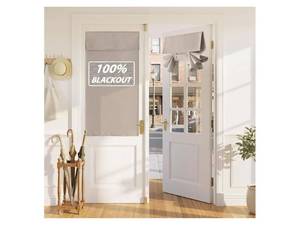 lot 38168 image: 100% Blackout Linen French Door Curtain - Home Decor No Drill Door Curtain for Front Window, Thermal Insulated Privacy Blinds with 2 Adhesive Tapes, W 26 x L 40, 1 Panel, Sand - Retail $9