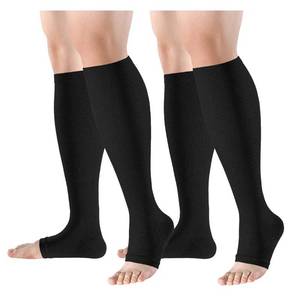 lot 38172 image: 1 Pair Copper Toeless Compression Socks for Women & Men �� 15-20 mmHg Open Toe Knee-High Stockings for Circulation, Recovery & All-Day Comfort - Retail $8
