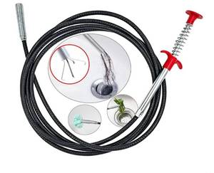 lot 38177 image: 118.1 Inch Drain Snake Drain Clog Remover Flexible Grabberable Pick Up Cleaning Tool Reacher Claw Stick, Drain Auger Grab Trash Hairs from Drain,Sink,Bathroom Tub Toilet Hose - Retail $16