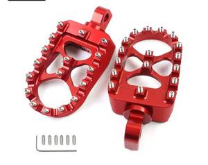 lot 38180 image: Motorcycle Wide Foot Pegs Aluminum 360° Rotating Adjustable Suitable Compatible with Dyna Fatboy Iron 883 Sportster 883(Red) - Retail $21