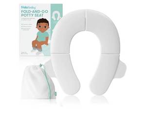 lot 38182 image: Frida Baby Fold-and-Go Portable Potty Seat for Toilet, Foldable Travel Potty Seat for Toddler, Fits Round & Oval Toilets, Non-Slip Base, Handles, Includes Free Travel Bag - Retail $11