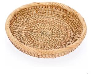 lot 38191 image: Small Woven Wicker Basket - 7.6 Round Entryway Organizer for Keys, Wallet, Cell Phone & Snacks - Retail $10