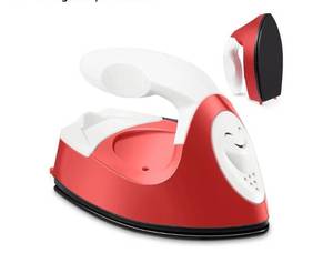 lot 38197 image: Mini Craft Iron Mini Heat Press Small Iron 3.93 x 2.36 x 2.76 in Portable Handy Tiny Flatiron with Charging Base Accessory for Fuse Bead Patch DIY Heat Transfer Vinyl(Red) - Retail $10
