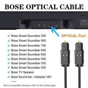lot 38201 image: Replacement for Bose Optical Audio Cable - 5ft Fiber Optic for Smart Soundbar 300, TV Speaker, Solo 5, Soundbar 700600500535525 - Retail $15