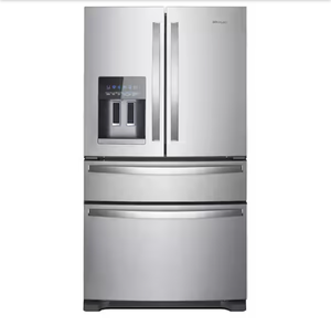 lot 10 image: Whirlpool 36 in. 24.5 cu. ft. Standard Depth French Door Refrigerator in Fingerprint Resistant Stainless Steel - Retail $2,999