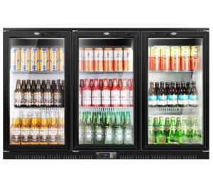 lot 28 image: 53.15 in. 3-Glass Door Commercial Beverage Cooler 284 Cans Counter Height Back Bar Refrigerator w LED Lighting in Black - Retail $1,199
