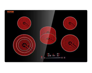 lot 30 image: Built in Electric Stove Top 30 in. 5 Burners Glass Radiant Cooktop with Sensor Touch Control, Timer and Child Lock,Black - Retail $386