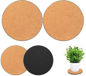 lot 1602 image: Venyat 2 Pieces Cork Plant Coasters, 12 Inch Cork Plant Mats, Cork Coaster for Planters, Large Plant Coasters for House Plants Indoors (Nude & Black)