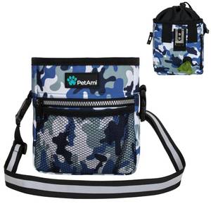 lot 1611 image: PetAmi Dog Treat Pouch, Pet Treat Pouch for Training, Dog Walking Bag Holder for Kibbles, Pet Food Toy, Dog Trainer Essentials (Camo Blue)