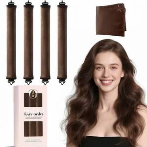 lot 1617 image: 5pcs Heatless Curls Overnight, Satin Scarf Heatless Hair Curler Set with Hook Closure 4 Soft Hair Rollers Blowout Rods  Satin Hair Bonnet for Sleeping, Flexi Rods