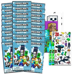 lot 1645 image: Minecraft Party Favors for Kids Bundle  24 Mini Play Packs with Coloring Books, Stickers, Crayons, More  Minecraft Party Supplies