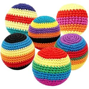 lot 1655 image: ODYWYSI 6pcs Upgraded Handmade Knitted Hackys Set, Colorful Crochet Footbag Sacks, Juggling Balls for Adults Beginners, Portable Handwoven Toss Hacky Balls