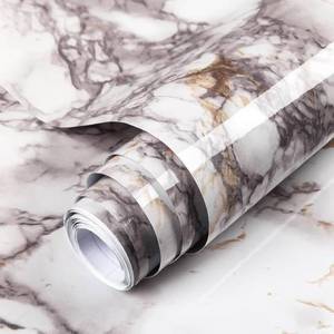 lot 1691 image: Decoroom 17.71x394 Marble Contact Paper for Countertops Glossy Peel and Stick Granite Marble Wallpaper for Kitchen and Bath Cabinets Vinyl Film Self Adhesive Removable