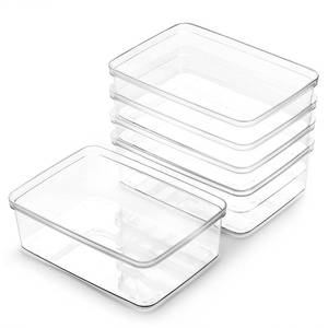 lot 1692 image: BINO  Plastic Storage Bins, X-Small - 5 Pack  THE LUCID COLLECTION  Multi-Use Built-In Handles BPA-Free Clear Storage Containers