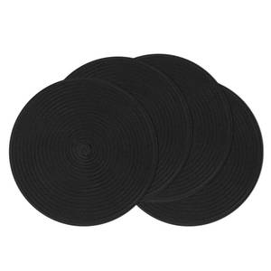 lot 1697 image: SHACOS Round Braided Placemats Set of 4 Heavy Cotton Polyester Washable Round Table Mats for Dining Tables 15 inch Non Slip Heat Resistant (Black, 4)